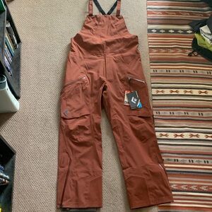 Men’s XL Black Diamond Factor Ski Bibs Iron Red New